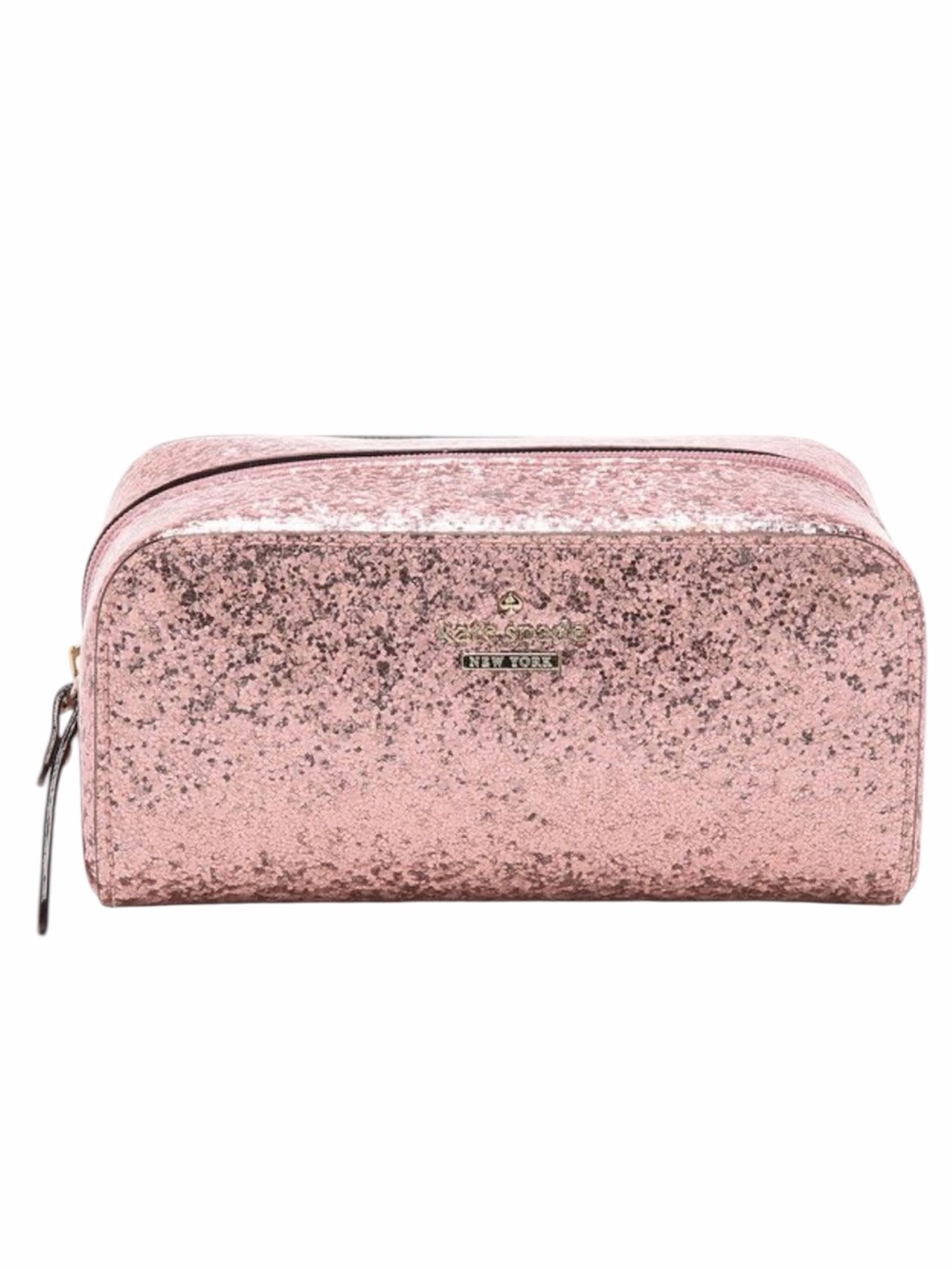 Kate Spade Mavis Street Little Shiloh Rose Gold Glitter Cosmetic Bag